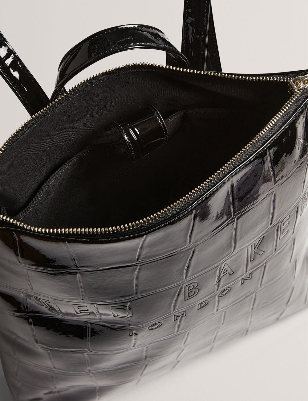 Black Women Ted Baker CROCLEE - Croc Effect Faux Leather Backpack Backpacks | NZ  KVLY-47032
