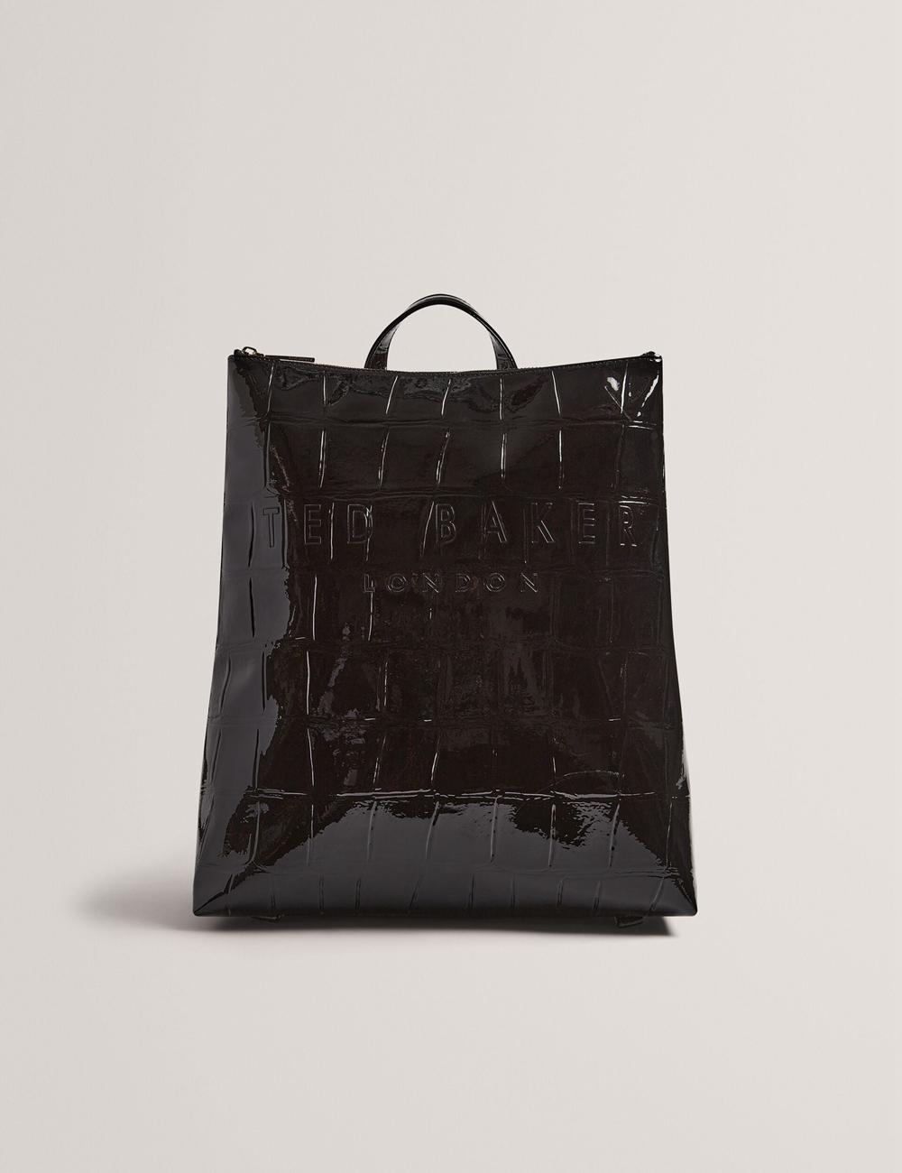 Black Women Ted Baker CROCLEE - Croc Effect Faux Leather Backpack Backpacks | NZ  KVLY-47032