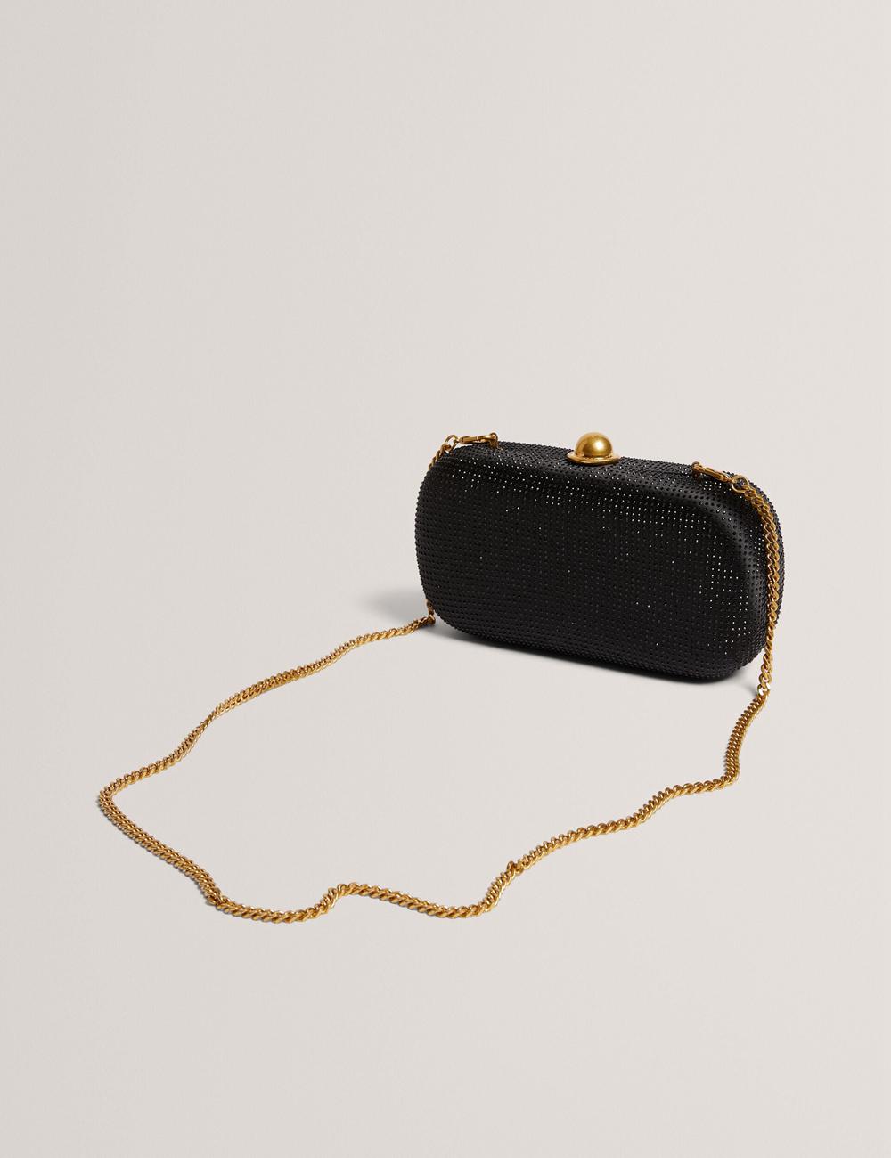 Black Women Ted Baker CRYZELA - Crystal Embellished Satin Hard Clutch Bag | NZ  MUFA-03961