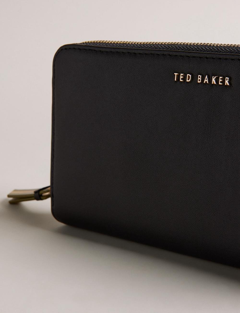 Black Women Ted Baker DARCIEA - Smooth Leather Zip Around Large Purses | NZ  OPSJ-16398