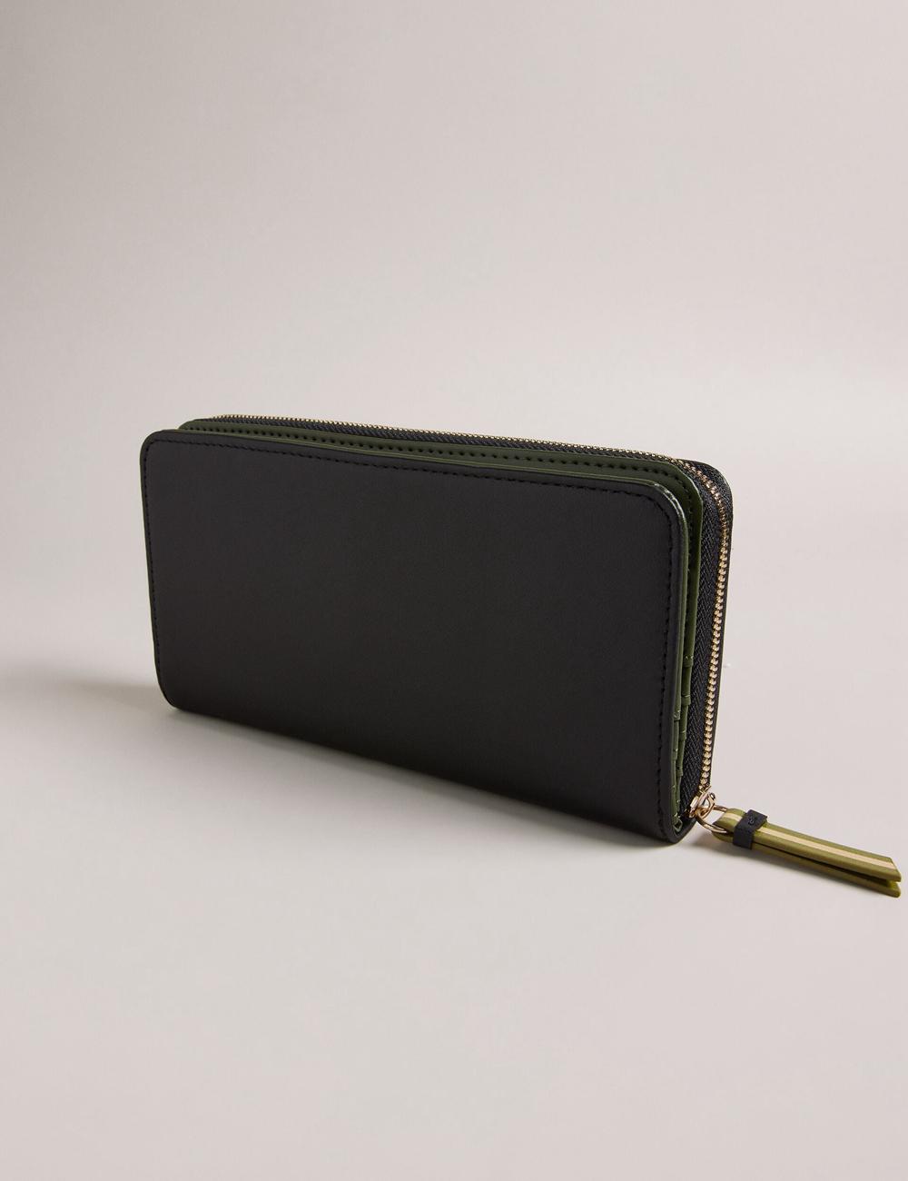Black Women Ted Baker DARCIEA - Smooth Leather Zip Around Large Purses | NZ  OPSJ-16398