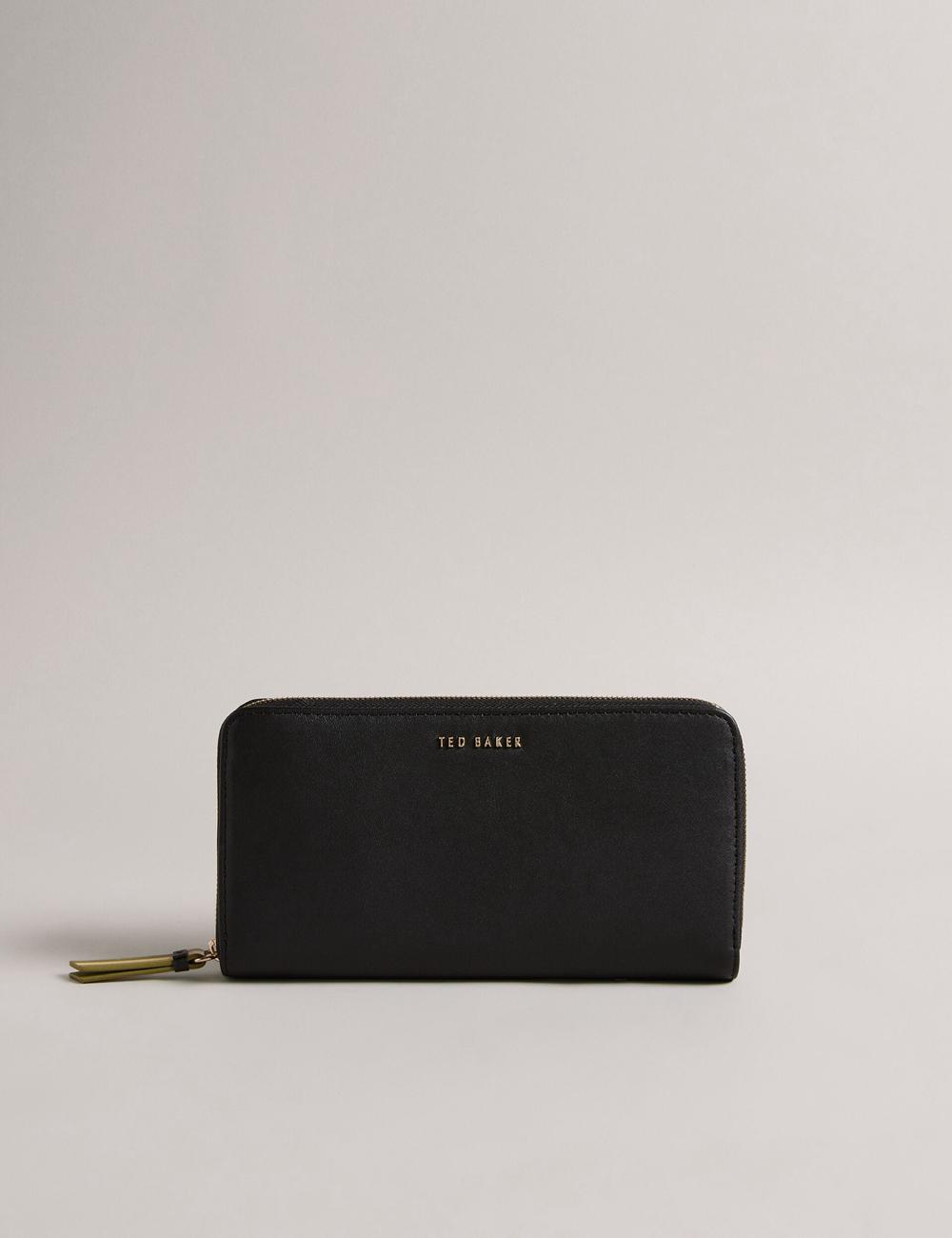 Black Women Ted Baker DARCIEA - Smooth Leather Zip Around Large Purses | NZ  OPSJ-16398