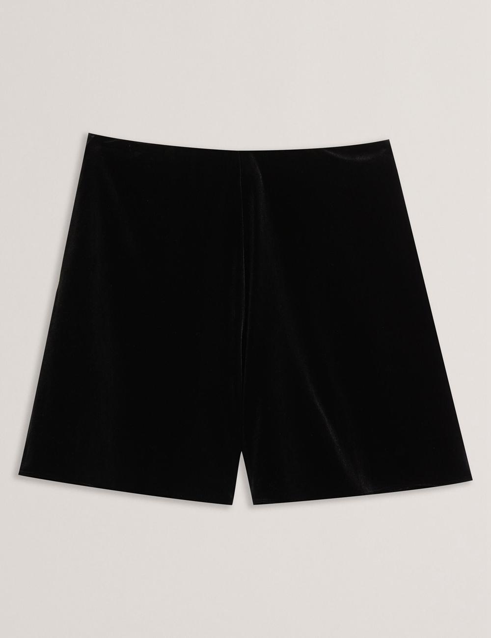 Black Women Ted Baker DURVLA - Velvet High Waisted Wide Leg Shorts | NZ  MWDH-50278