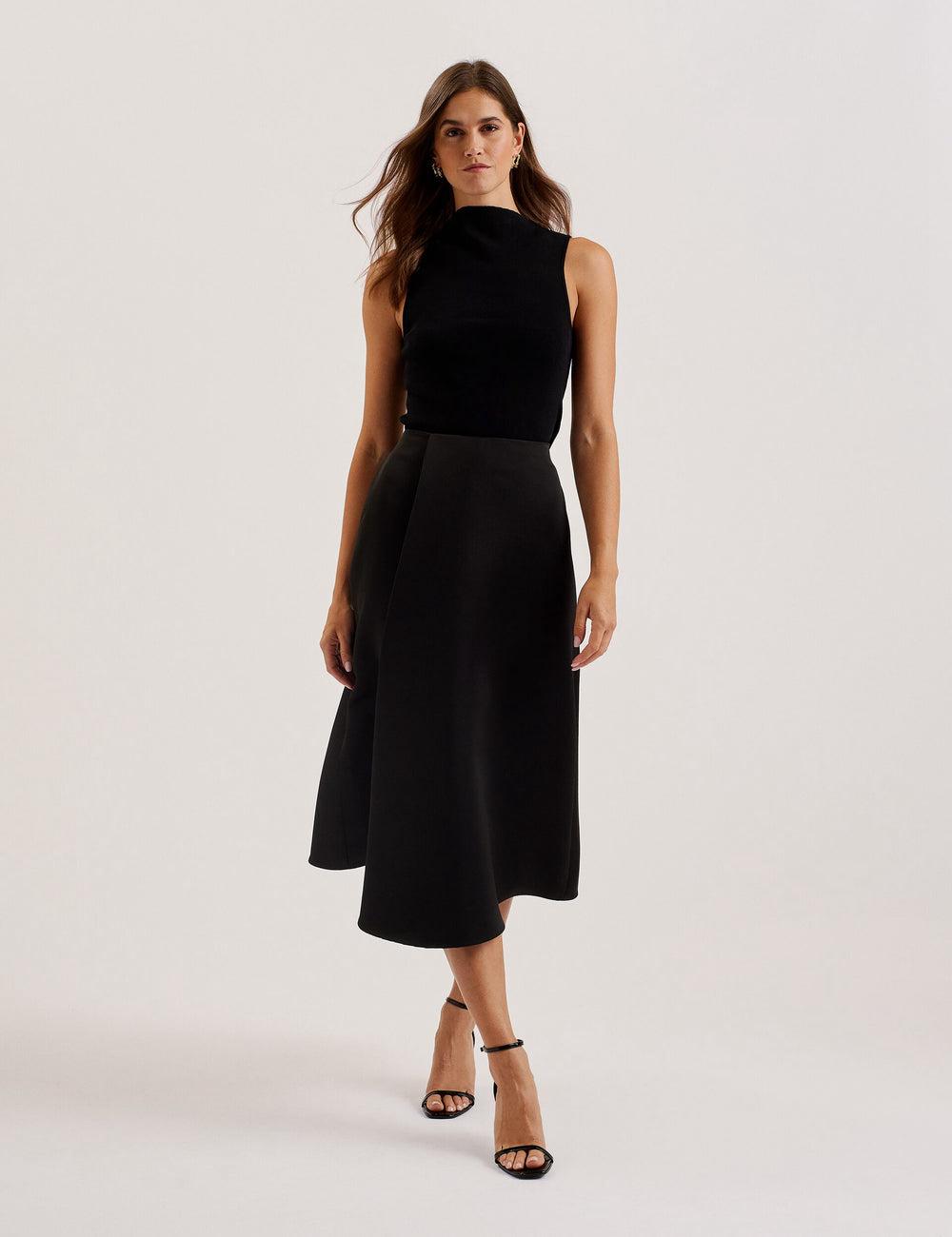 Black Women Ted Baker ERVA - Asymmetric Satin Wrap Midi Skirts | NZ  LXNM-73821