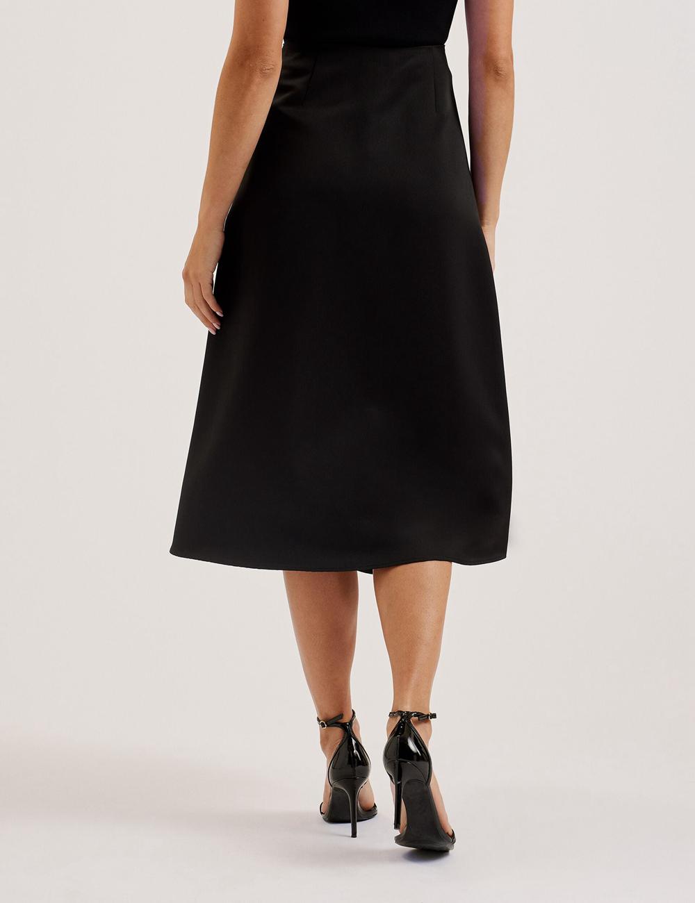 Black Women Ted Baker ERVA - Asymmetric Satin Wrap Midi Skirts | NZ  LXNM-73821
