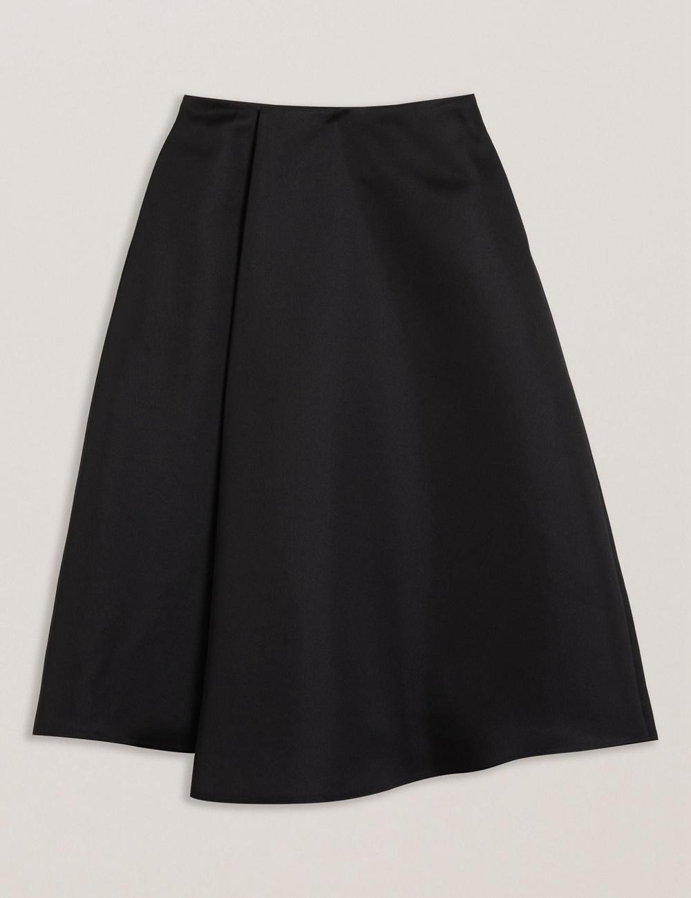 Black Women Ted Baker ERVA - Asymmetric Satin Wrap Midi Skirts | NZ  LXNM-73821