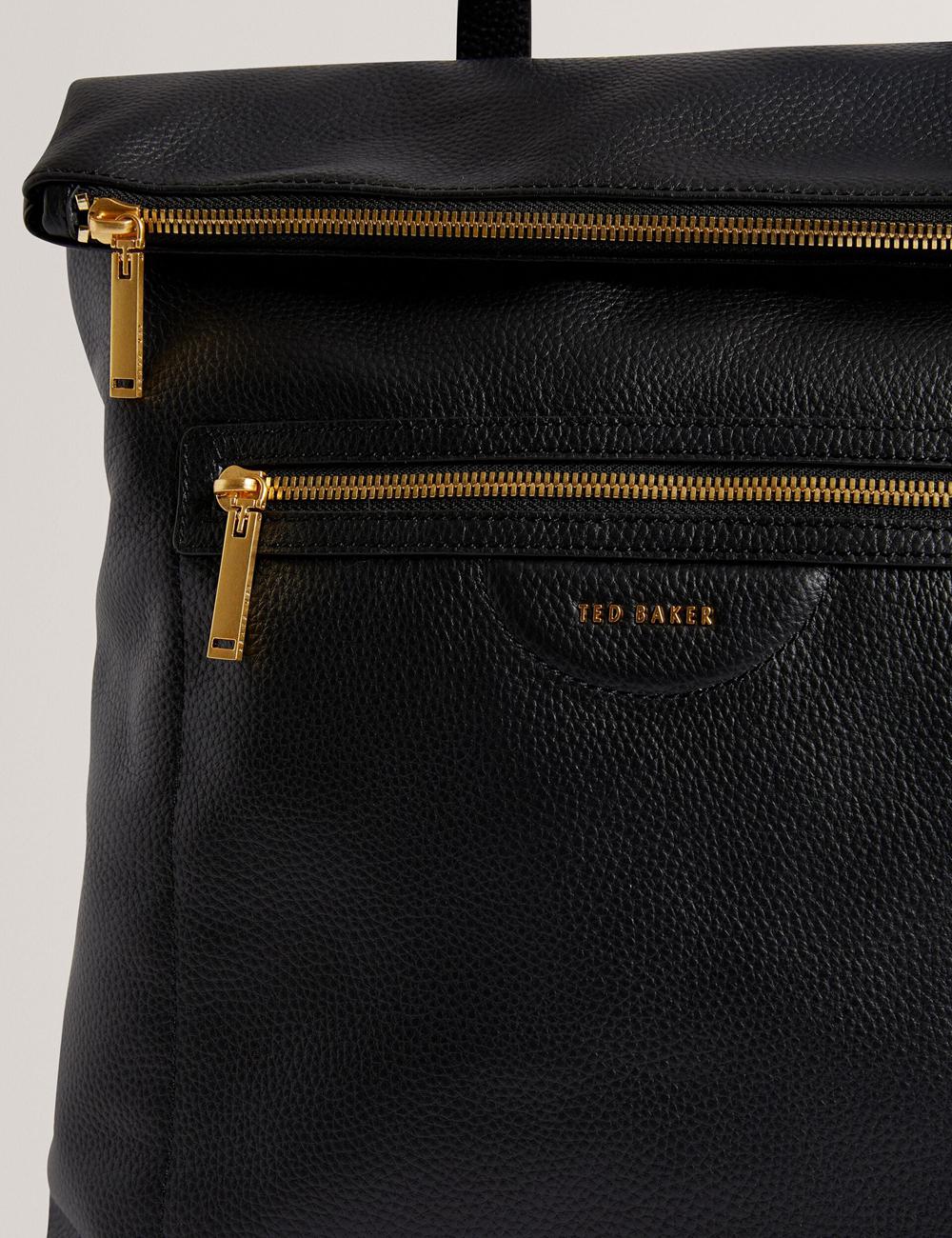 Black Women Ted Baker ESSAYA - Leather Webbing Strap Fold Over Backpacks | NZ  LPCE-61280