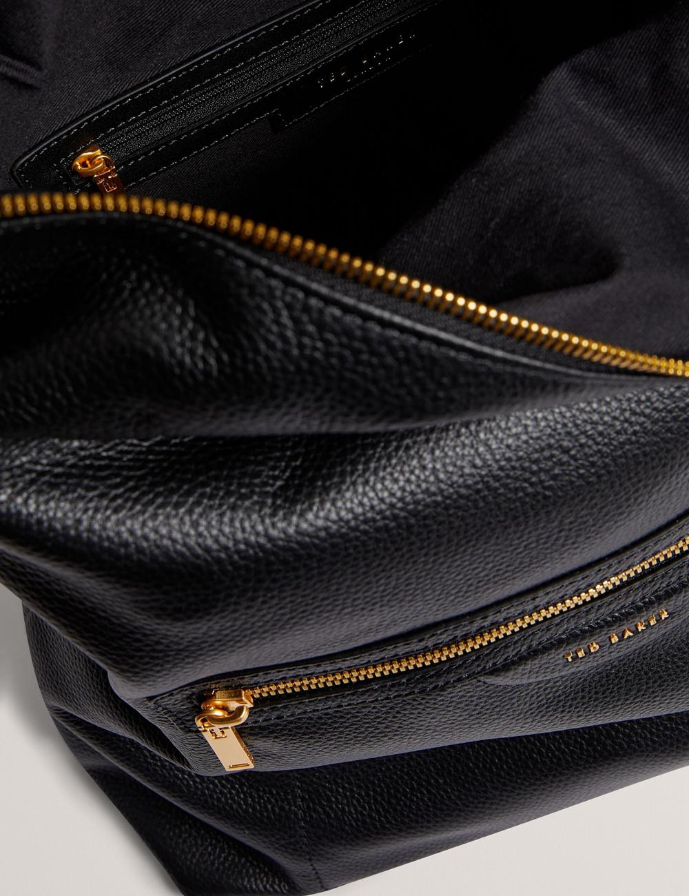 Black Women Ted Baker ESSAYA - Leather Webbing Strap Fold Over Backpacks | NZ  LPCE-61280