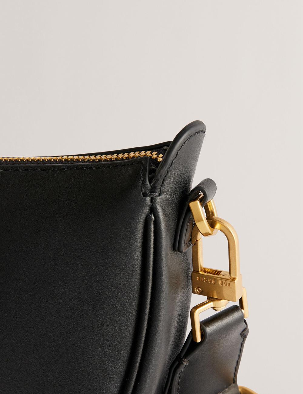 Black Women Ted Baker ESSINA - Webbing Half Moon Leather Crossbody Bags | NZ  UZIV-29130