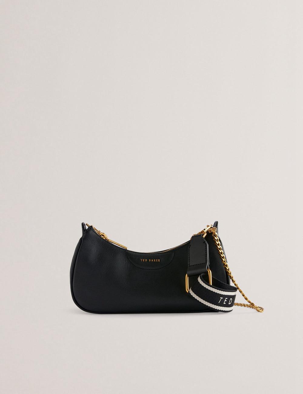 Black Women Ted Baker ESSIY - Leatheruette With Webbing Strap Shoulder Bags | NZ  KFIM-56430