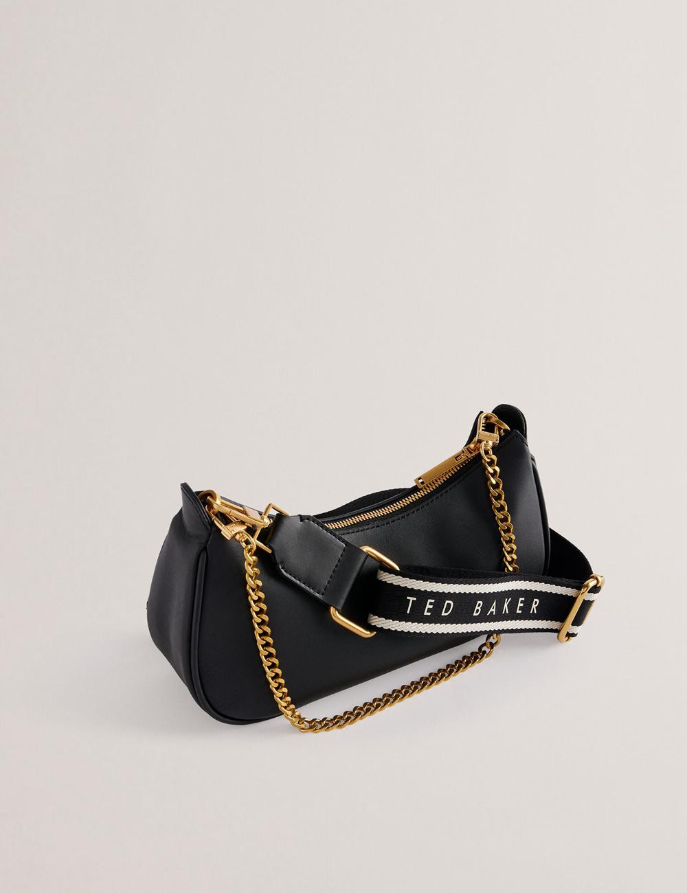 Black Women Ted Baker ESSIY - Leatheruette With Webbing Strap Shoulder Bags | NZ  KFIM-56430