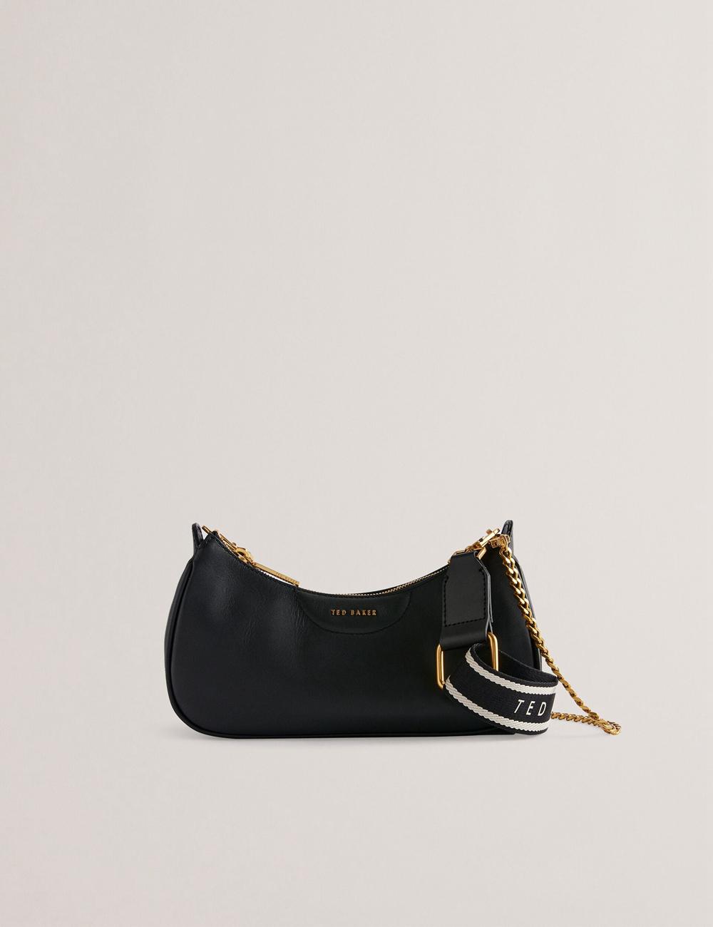 Black Women Ted Baker ESSIY - Leatheruette With Webbing Strap Shoulder Bags | NZ  KFIM-56430