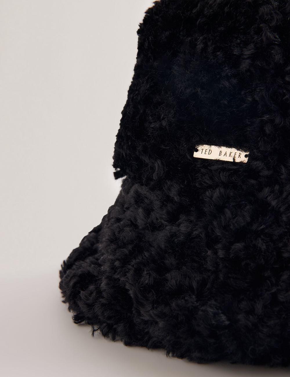 Black Women Ted Baker FLUFFYI - Faux Shearling Wide Brim Bucket Hats | NZ  DCNJ-65321