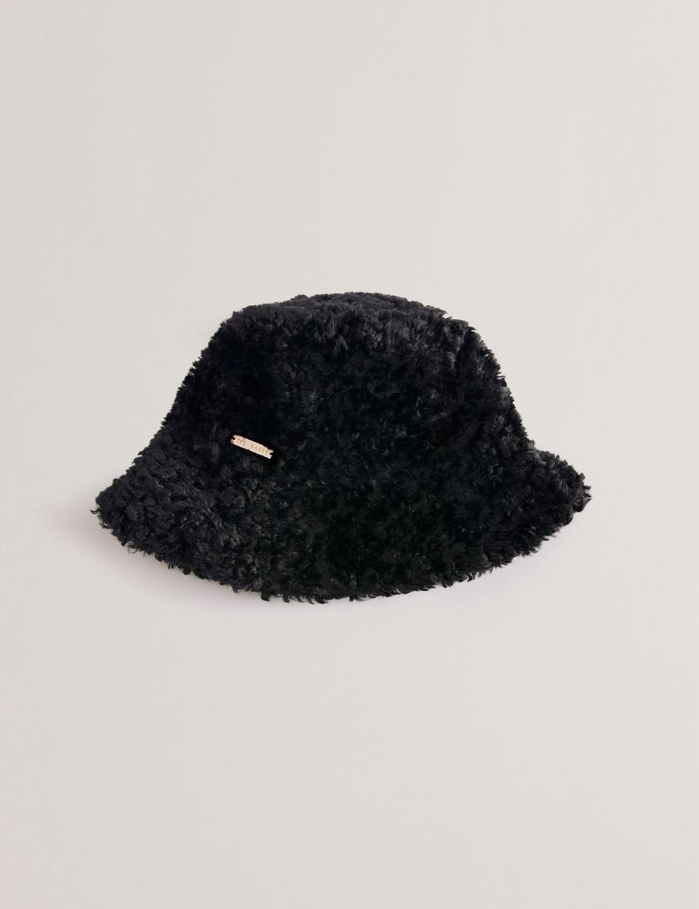 Black Women Ted Baker FLUFFYI - Faux Shearling Wide Brim Bucket Hats | NZ  DCNJ-65321