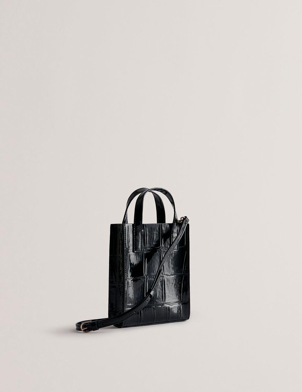 Black Women Ted Baker GATOCON - Mini Croc Effect Patent Tote Bags | NZ  CNYA-64835