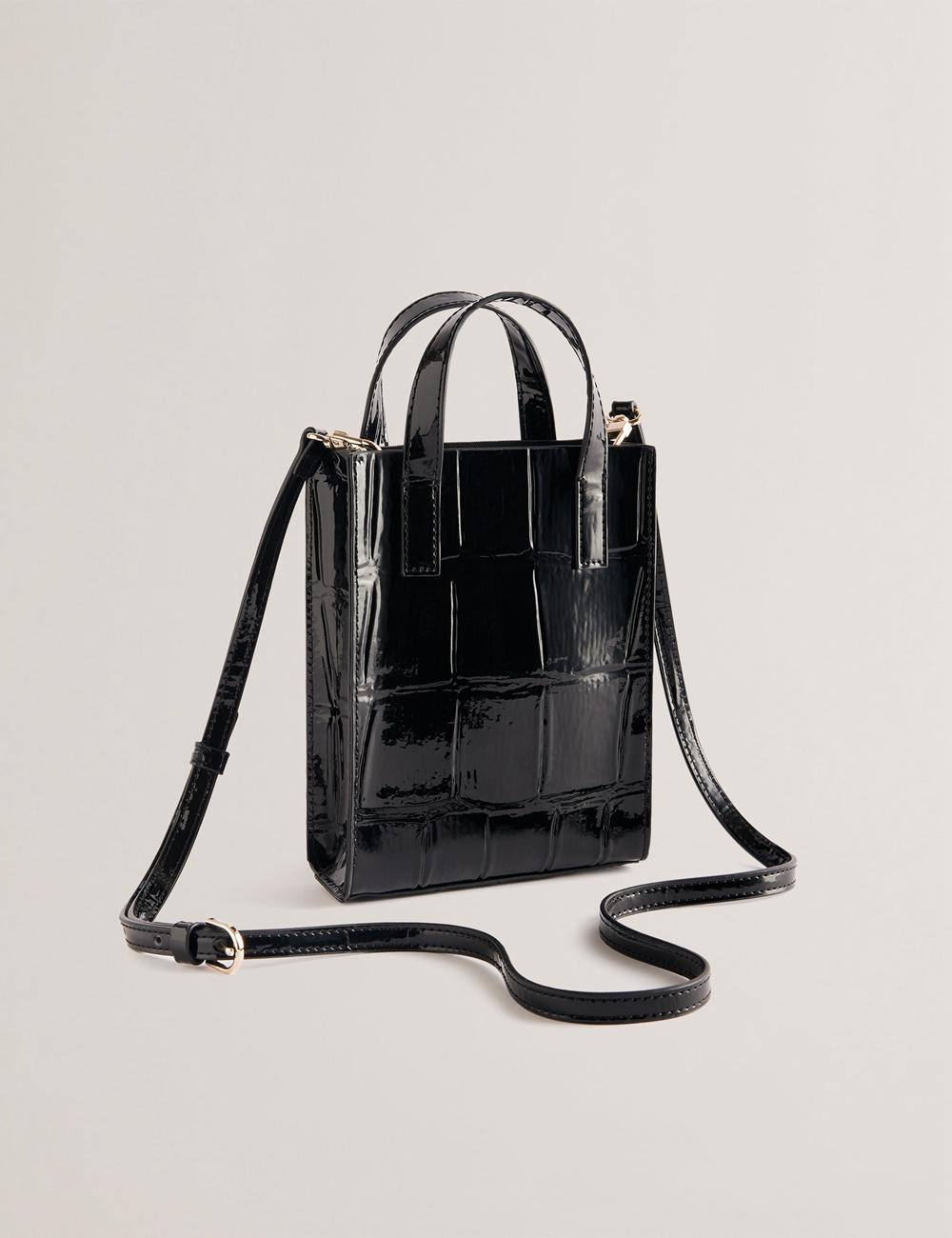 Black Women Ted Baker GATOCON - Mini Croc Effect Patent Tote Bags | NZ  CNYA-64835