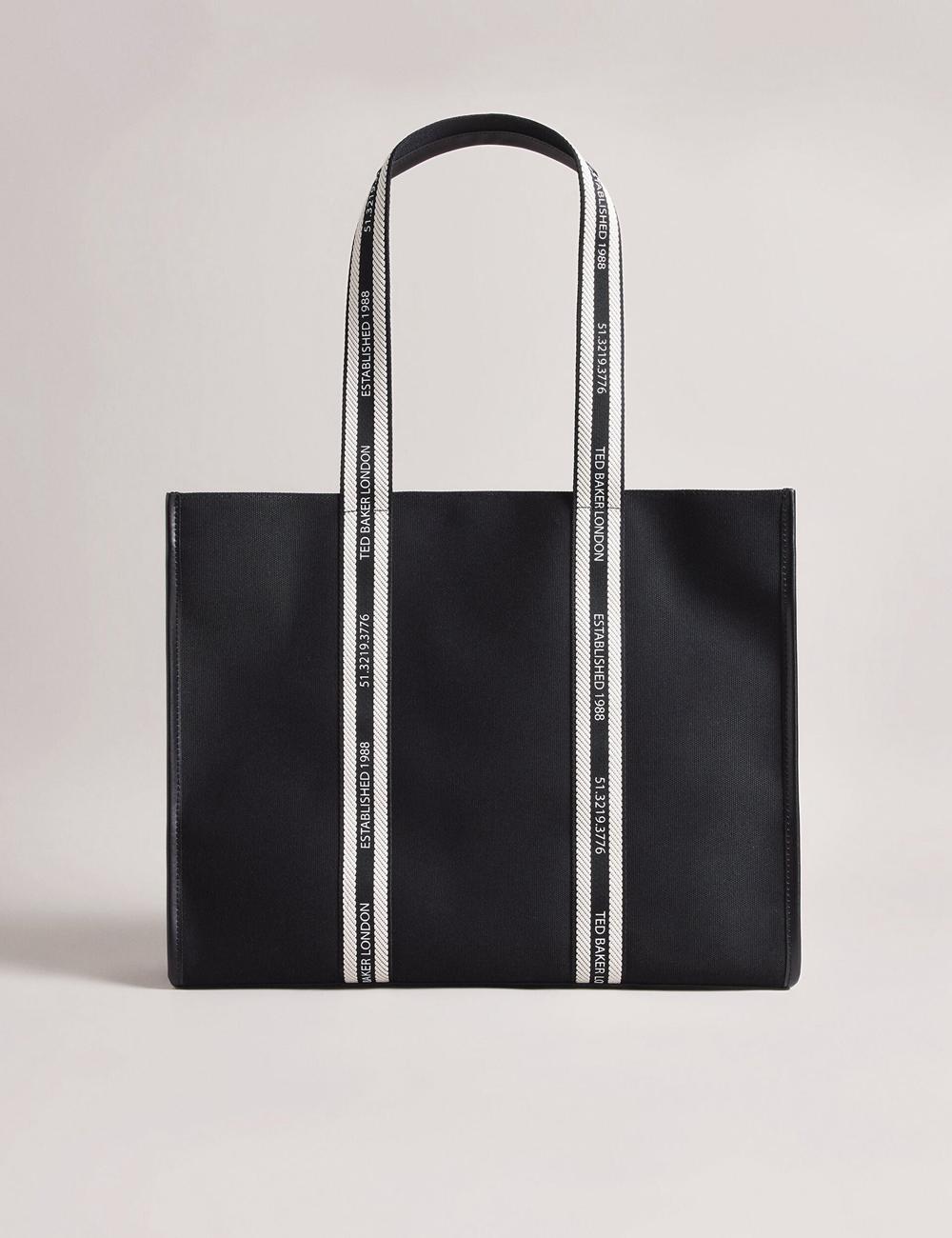 Black Women Ted Baker GEORJEY - Branded Webbing Canvas Large Tote Bags | NZ  IAKU-34962