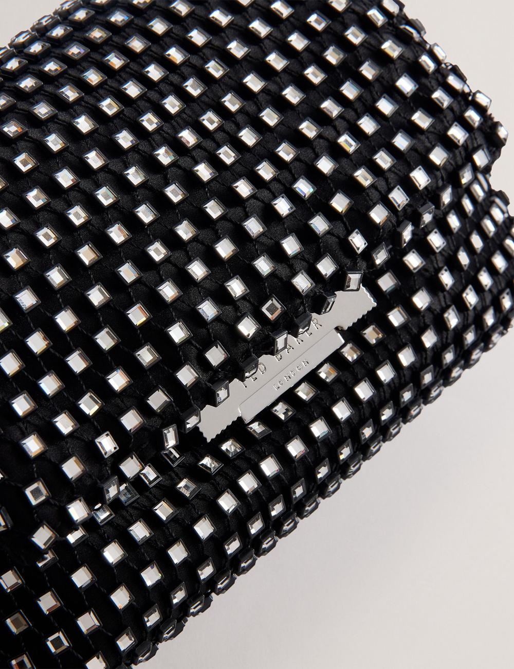 Black Women Ted Baker GLITSZI - Crystal Cage Mini Crossbody Bags | NZ  HQPS-91527