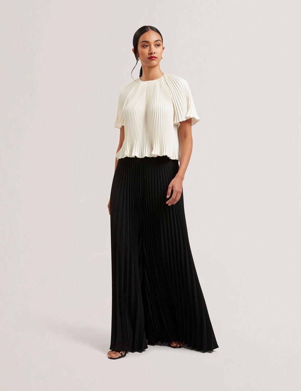 Black Women Ted Baker HARYX - Pleated Wide Leg Palazzo Trousers | NZ  KEXY-45083