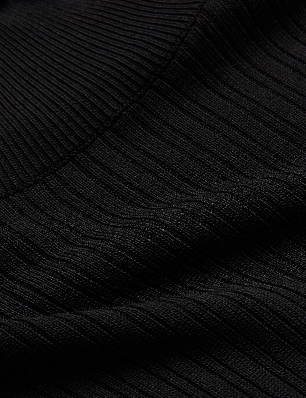 Black Women Ted Baker JANITTT - Ruffle Trim High Neck Ribbed Jumpers | NZ  HSUX-21643