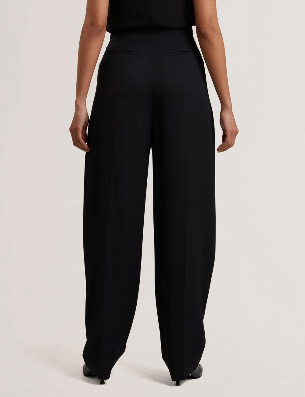 Black Women Ted Baker KIOLLI - Wool Blend Barrel Leg Tailored Trousers | NZ  DEOT-93208