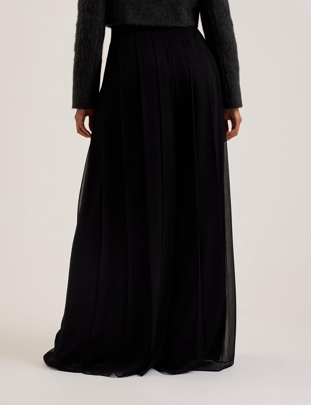 Black Women Ted Baker KOKUTO - Chiffon Pleated Wide Leg Palazzo Trousers | NZ  VOLI-17892