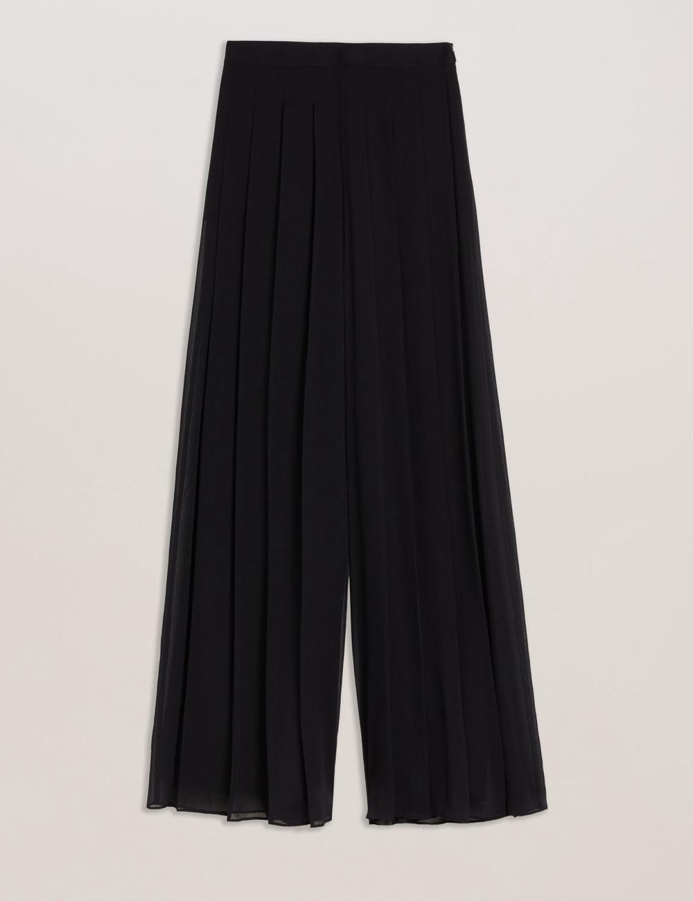 Black Women Ted Baker KOKUTO - Chiffon Pleated Wide Leg Palazzo Trousers | NZ  VOLI-17892