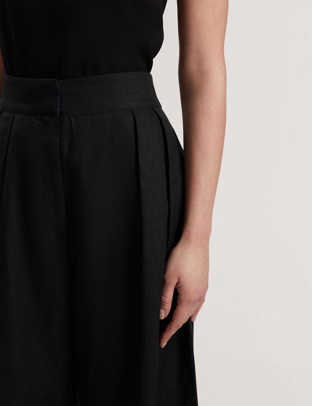Black Women Ted Baker KYFAAT - Pure Linen Tailored Wide Leg Trousers | NZ  VQZP-56382