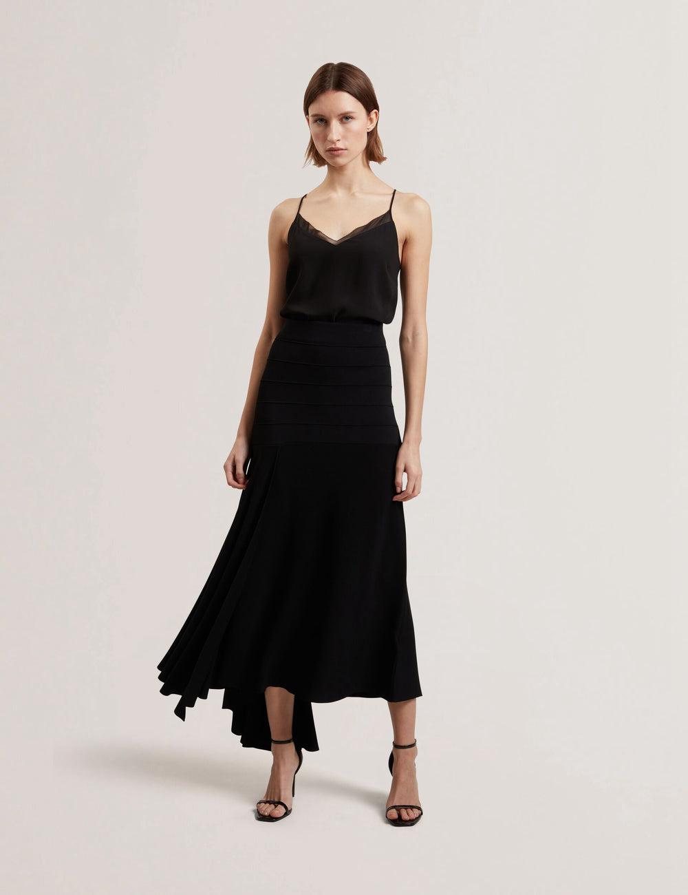 Black Women Ted Baker LAURRIE - Asymmetric Waterfall Hem Knitted Midi Skirts | NZ  EZLX-46378