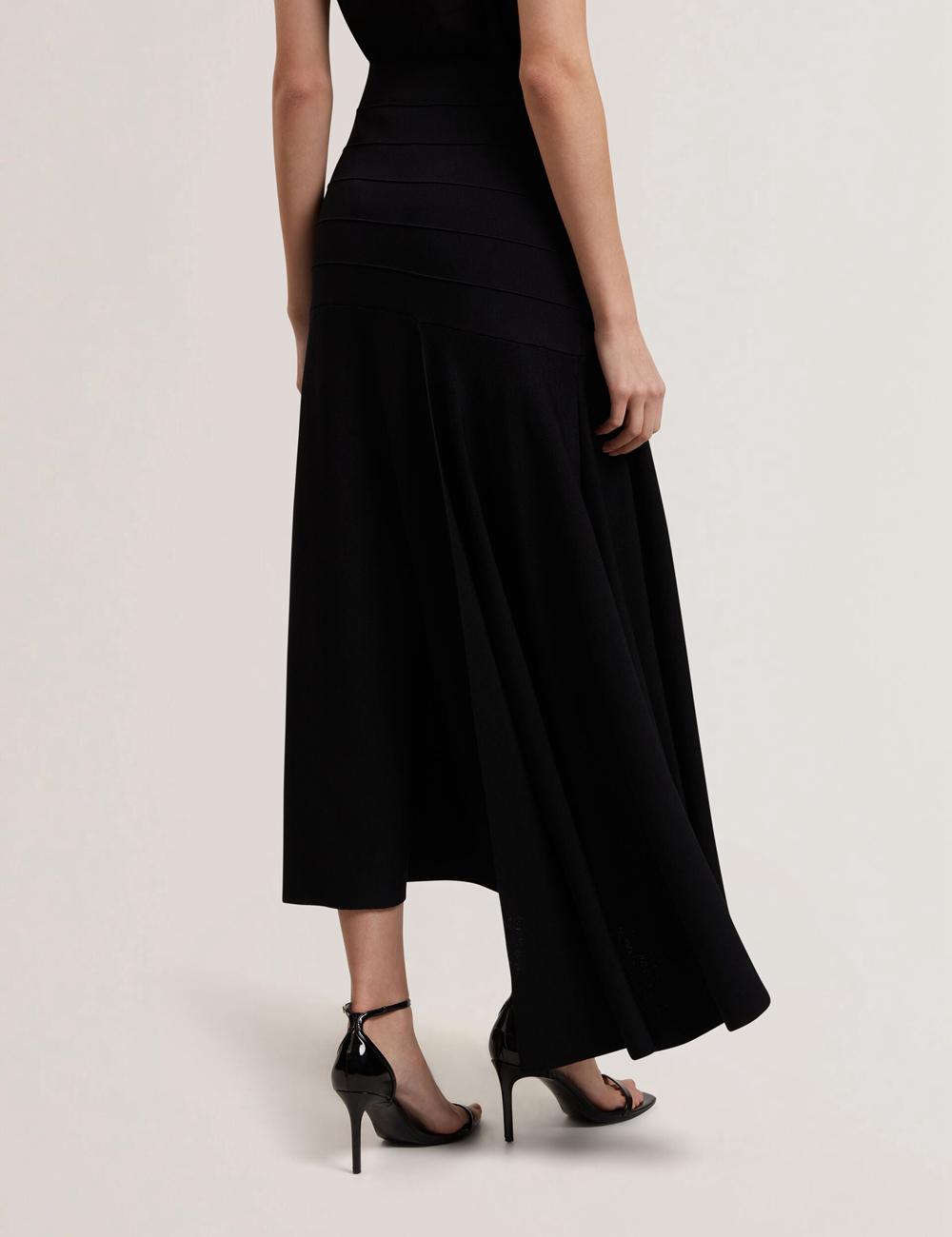 Black Women Ted Baker LAURRIE - Asymmetric Waterfall Hem Knitted Midi Skirts | NZ  EZLX-46378