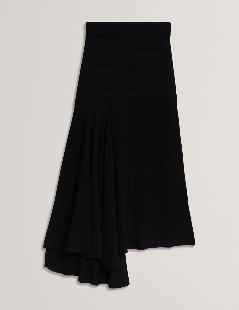 Black Women Ted Baker LAURRIE - Asymmetric Waterfall Hem Knitted Midi Skirts | NZ  EZLX-46378