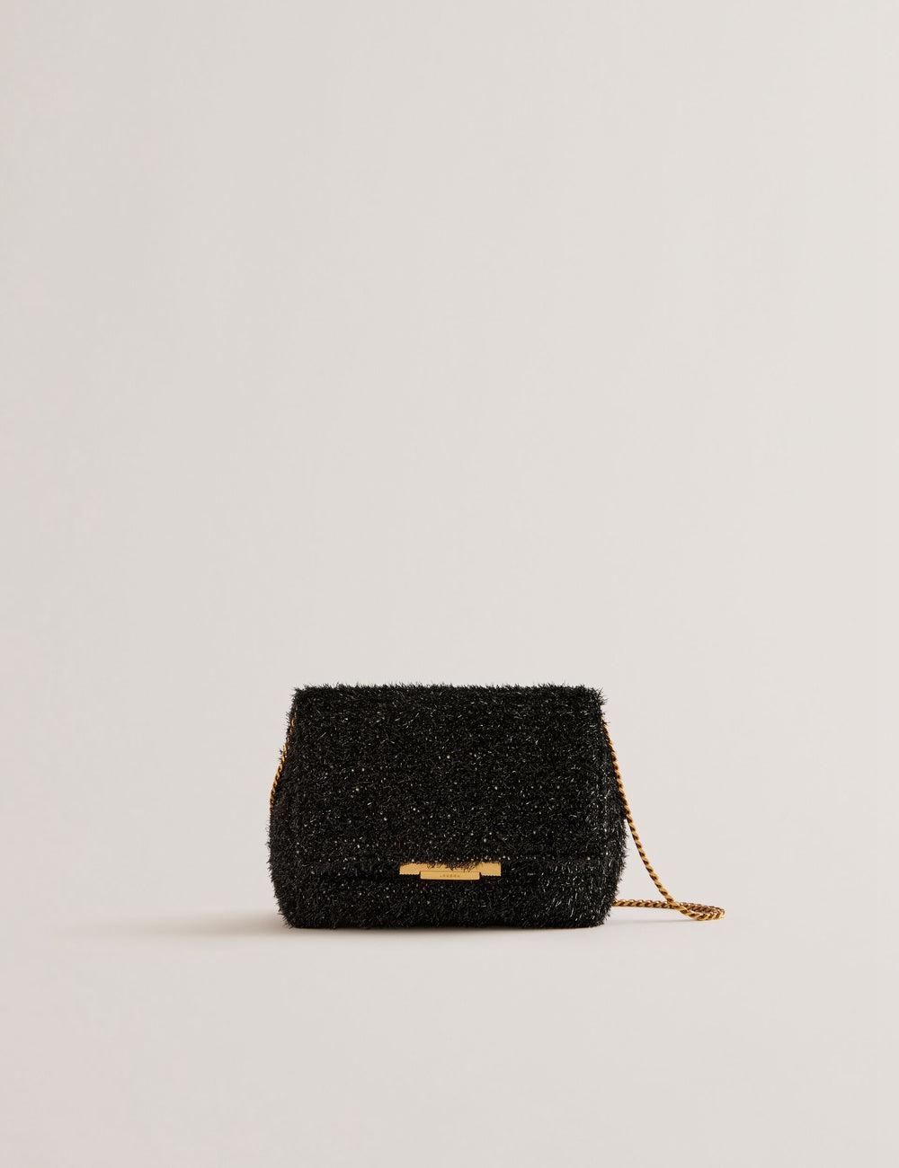 Black Women Ted Baker LIYLAH - Metallic Tinsel Fold Over Crossbody Bags | NZ  GSIQ-25937