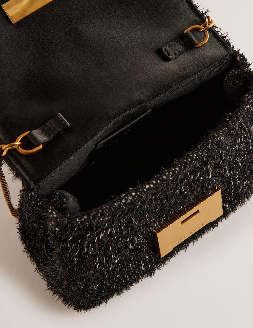 Black Women Ted Baker LIYLAH - Metallic Tinsel Fold Over Crossbody Bags | NZ  GSIQ-25937