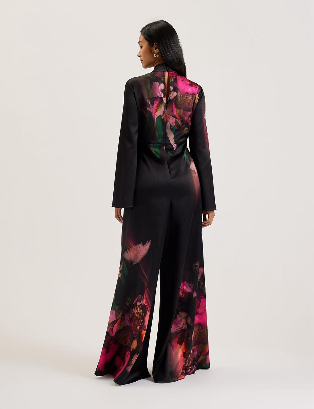 Black Women Ted Baker LOUSIOS - Printed Neck Wide Leg Jumpsuits | NZ  QZHU-27956