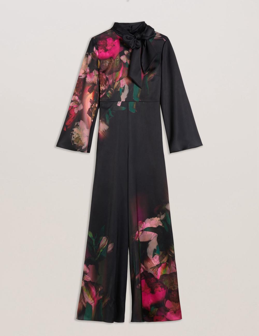 Black Women Ted Baker LOUSIOS - Printed Neck Wide Leg Jumpsuits | NZ  QZHU-27956