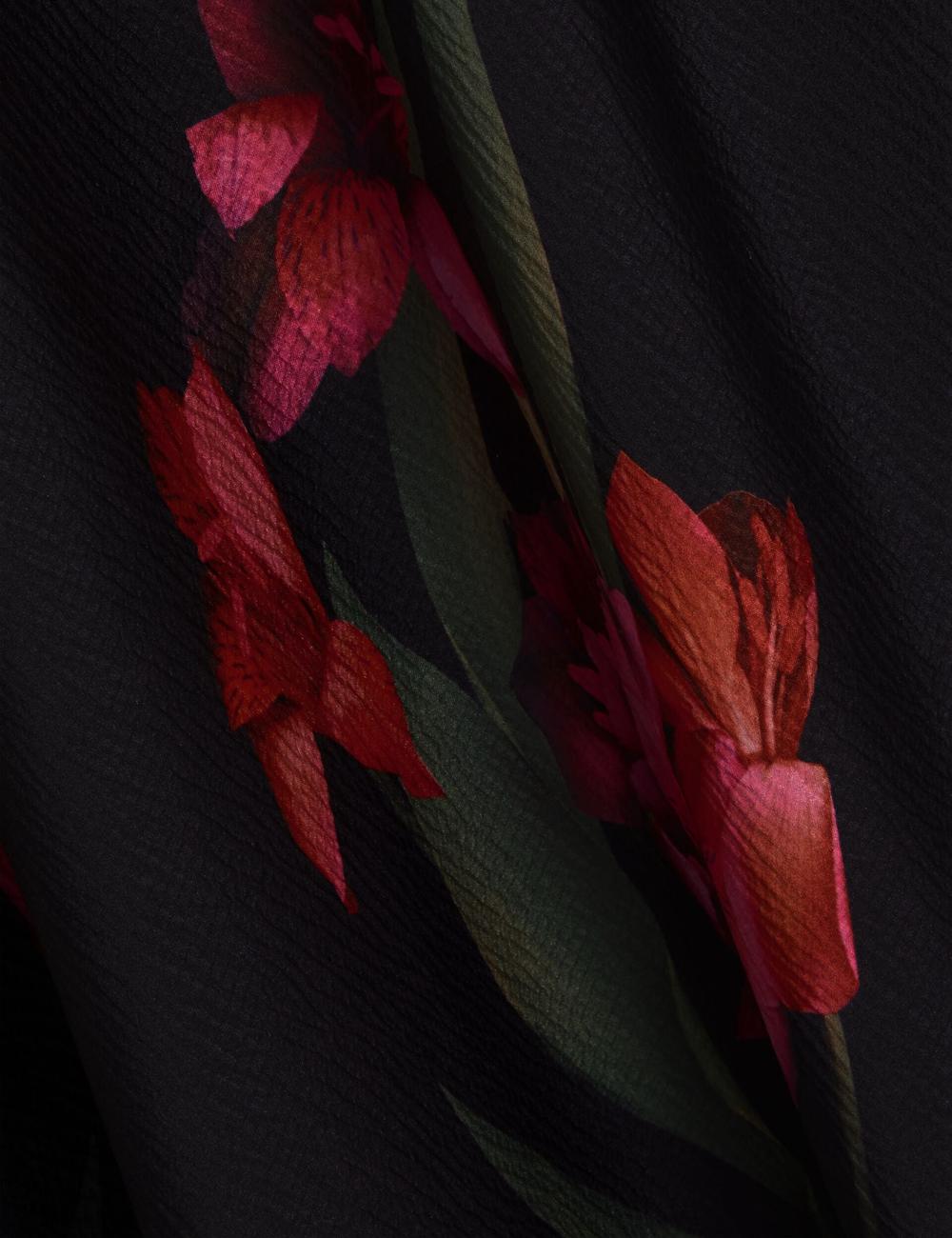 Black Women Ted Baker LUCERN - Floral Satin Off Shoulder Bias Midi Dresses | NZ  CTWB-03254