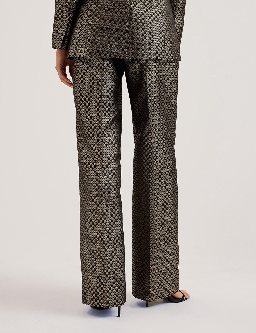 Black Women Ted Baker MANGUT - Metallic Jacquard Wide Leg Tailored Trousers | NZ  INGQ-28190