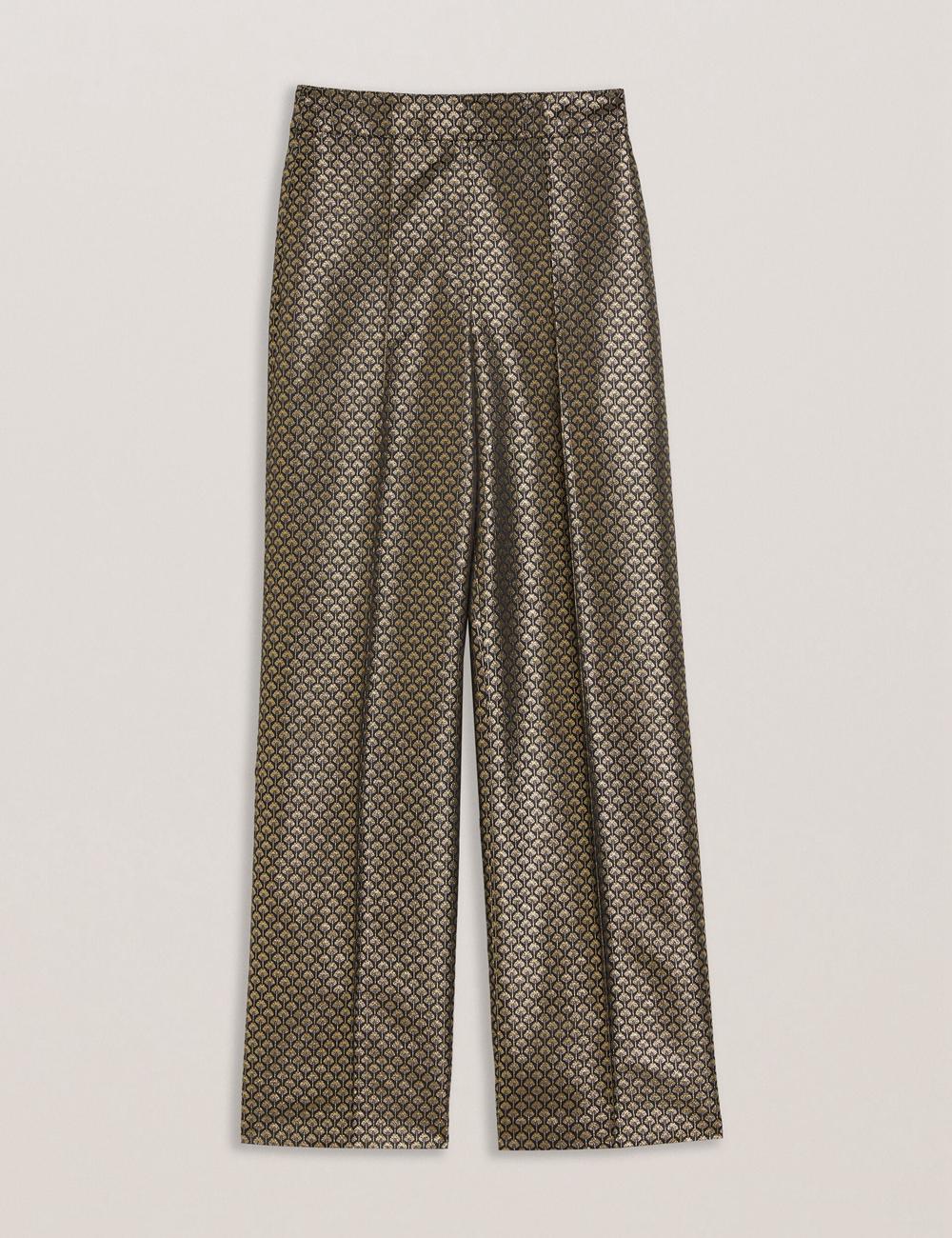 Black Women Ted Baker MANGUT - Metallic Jacquard Wide Leg Tailored Trousers | NZ  INGQ-28190