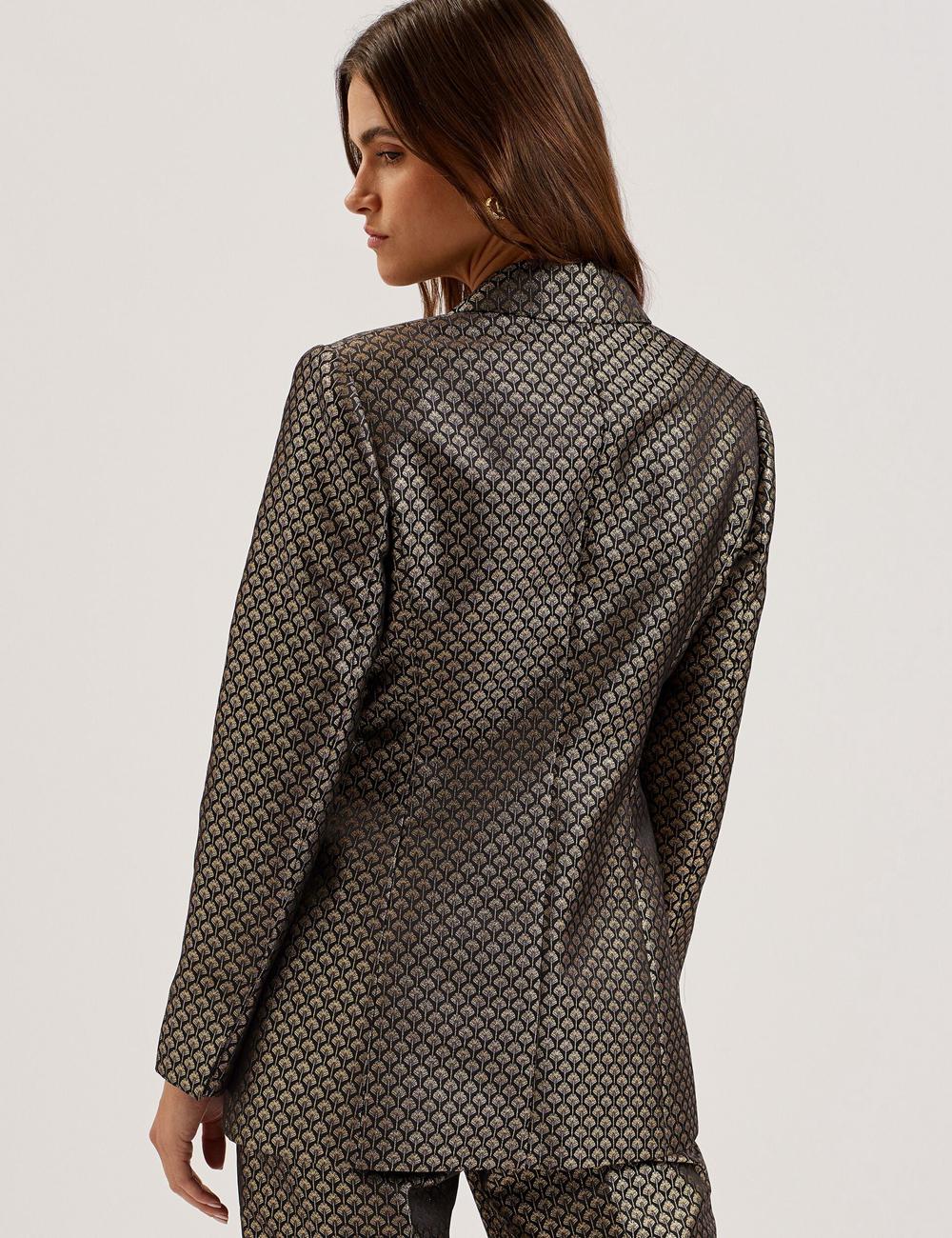 Black Women Ted Baker MANGU - Tailored Metallic Jacquard Fitted Blazers | NZ  RJHP-93560