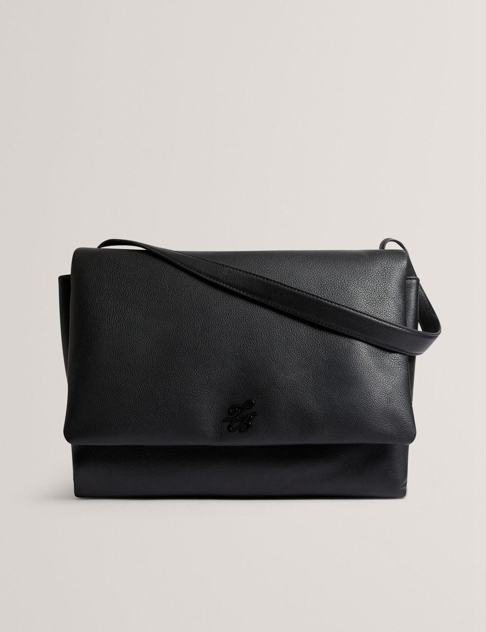 Black Women Ted Baker MARGOU - Padded Leather Large Fold Over Shoulder Bags | NZ  ZYVL-26751