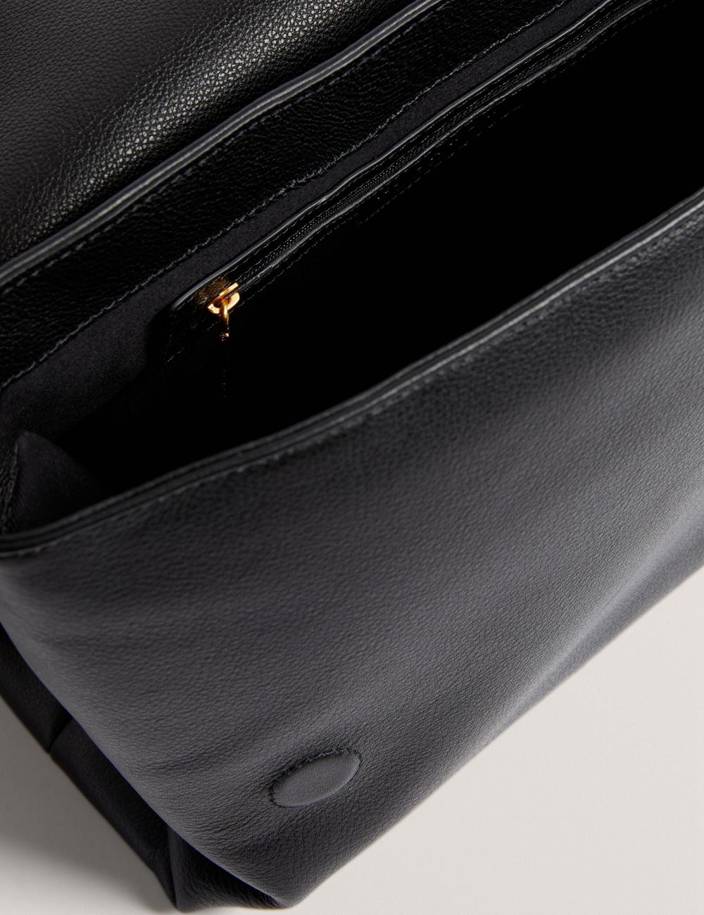 Black Women Ted Baker MARGOU - Padded Leather Large Fold Over Shoulder Bags | NZ  ZYVL-26751
