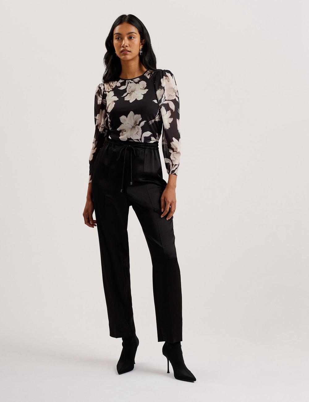 Black Women Ted Baker NATORI - Satin Elasticated Waist Tapered Joggers | NZ  AXCW-32498