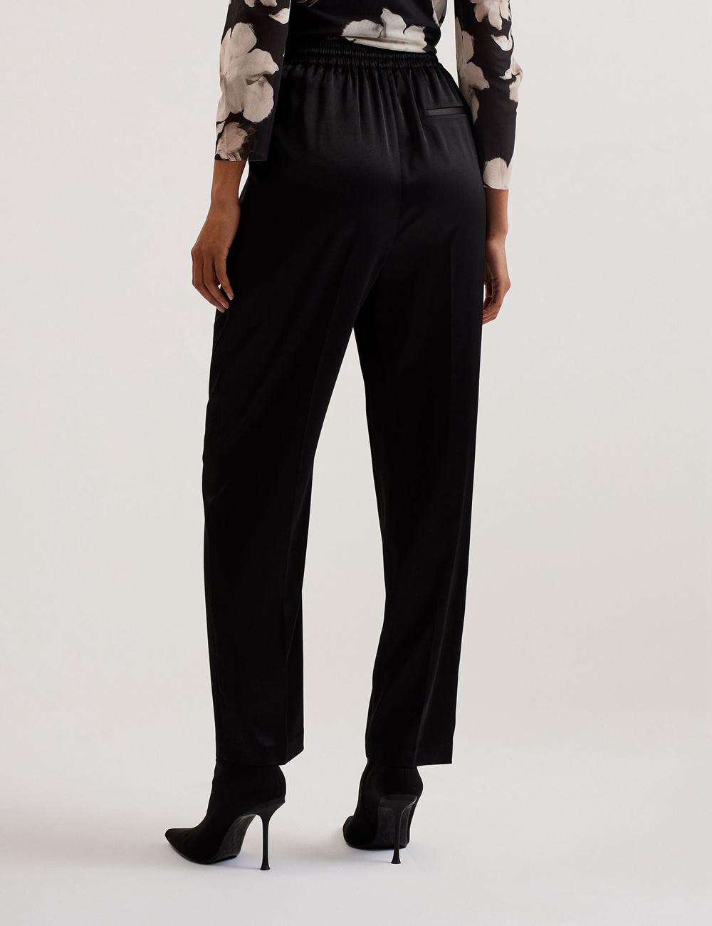 Black Women Ted Baker NATORI - Satin Elasticated Waist Tapered Joggers | NZ  AXCW-32498