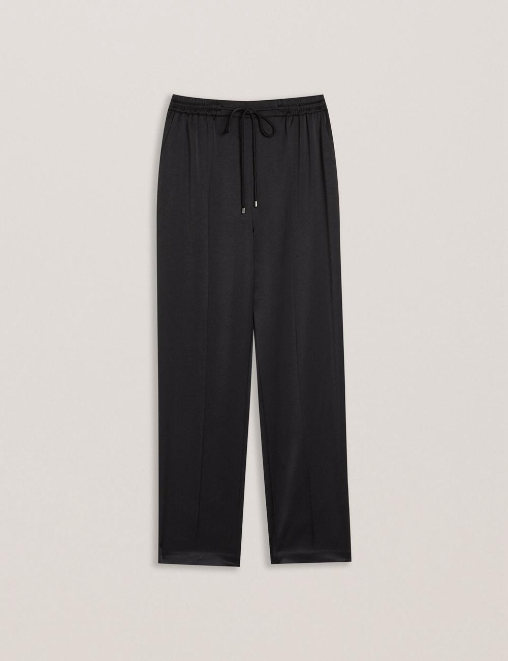 Black Women Ted Baker NATORI - Satin Elasticated Waist Tapered Joggers | NZ  AXCW-32498
