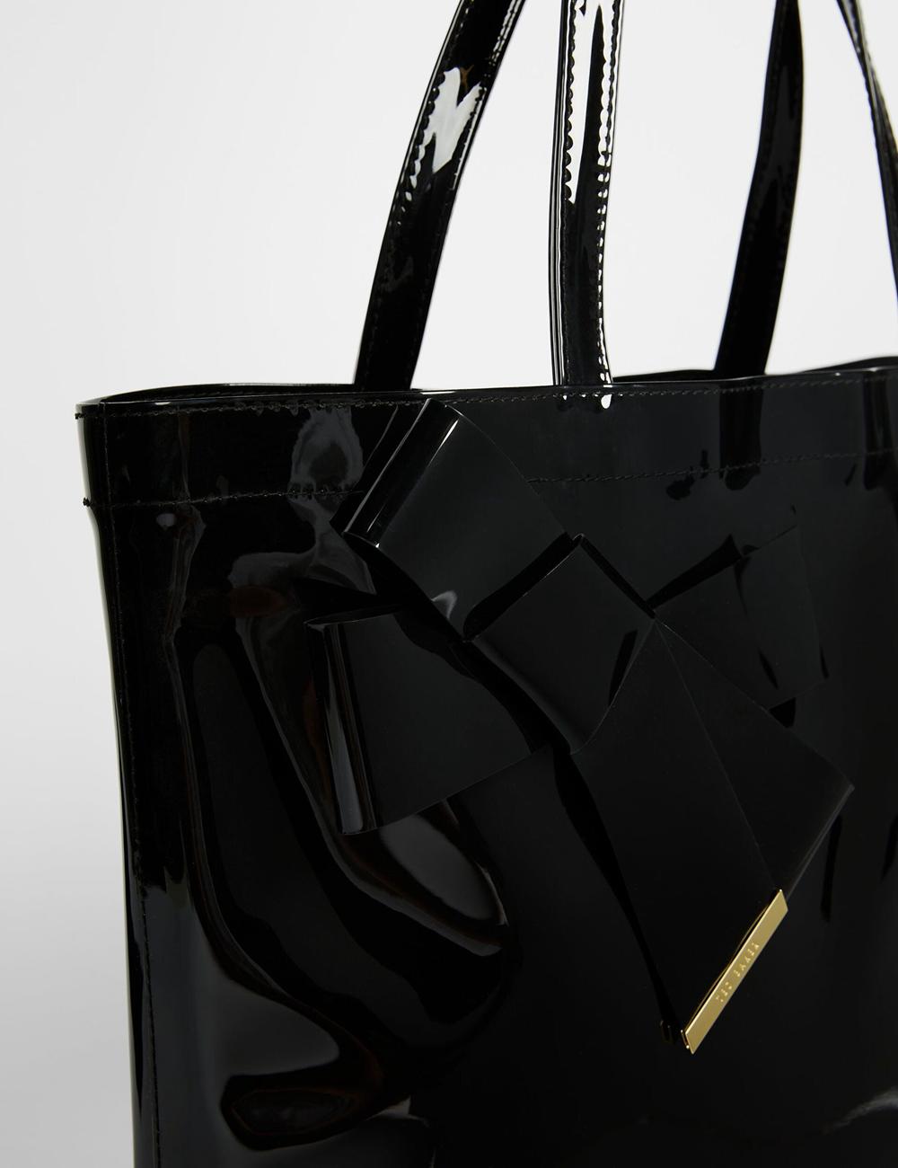 Black Women Ted Baker NICON - Knot Bow Vinyl Icon Tote Bags | NZ  CVNJ-45082