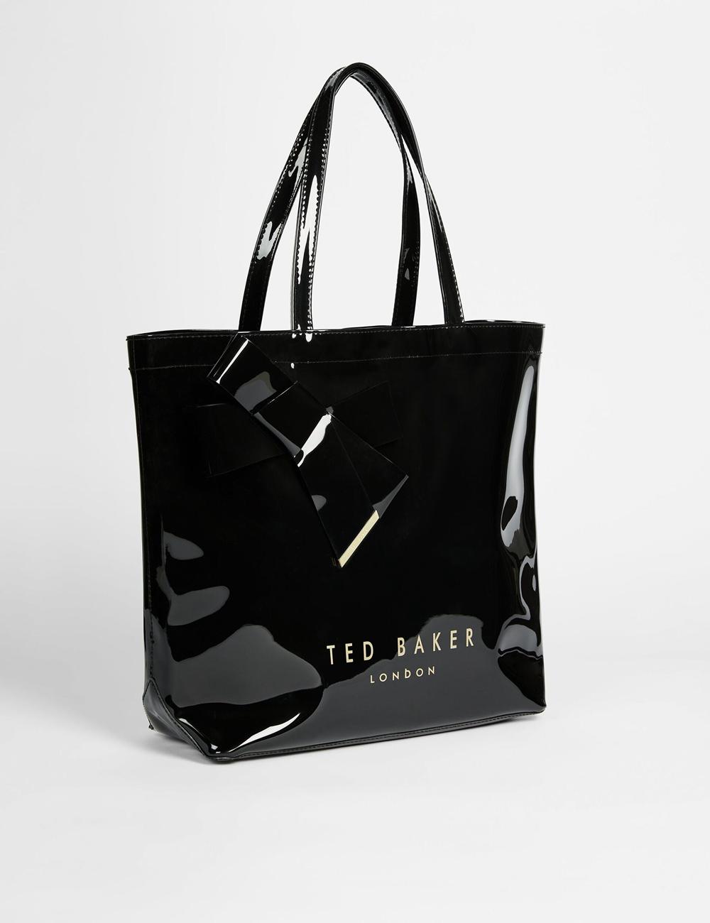 Black Women Ted Baker NICON - Knot Bow Vinyl Icon Tote Bags | NZ  CVNJ-45082