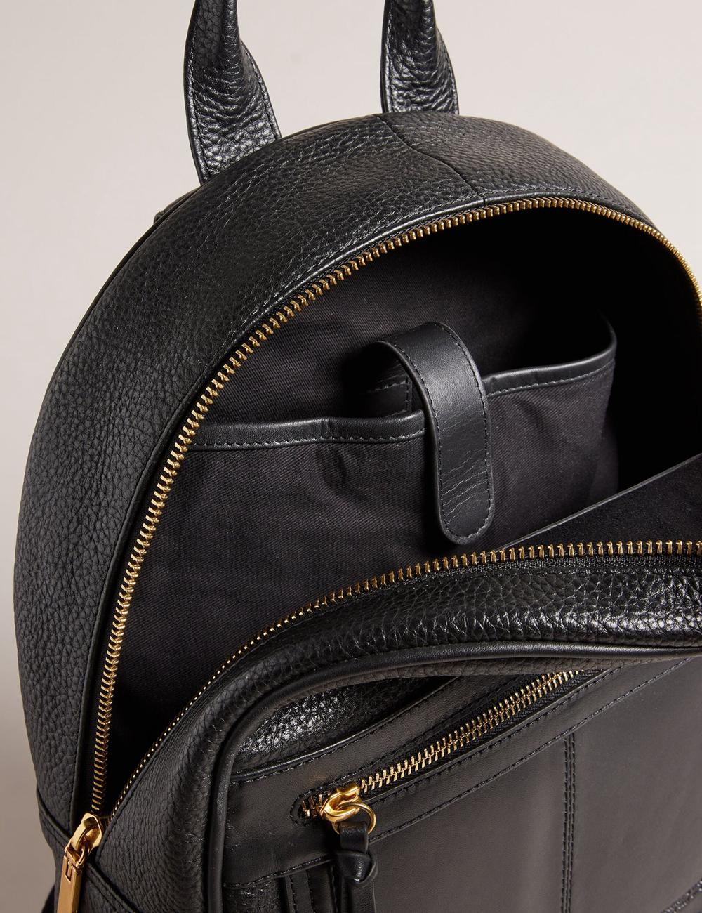 Black Women Ted Baker NISHAY - Leather Zip Pocket Laptop Backpacks | NZ  FIHA-15396