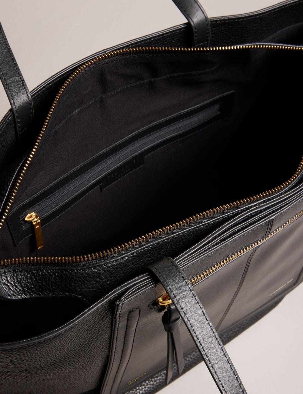 Black Women Ted Baker NISH - Wide Leather Shopper With Zip Pocket Shopper Bags | NZ  VIFB-30462