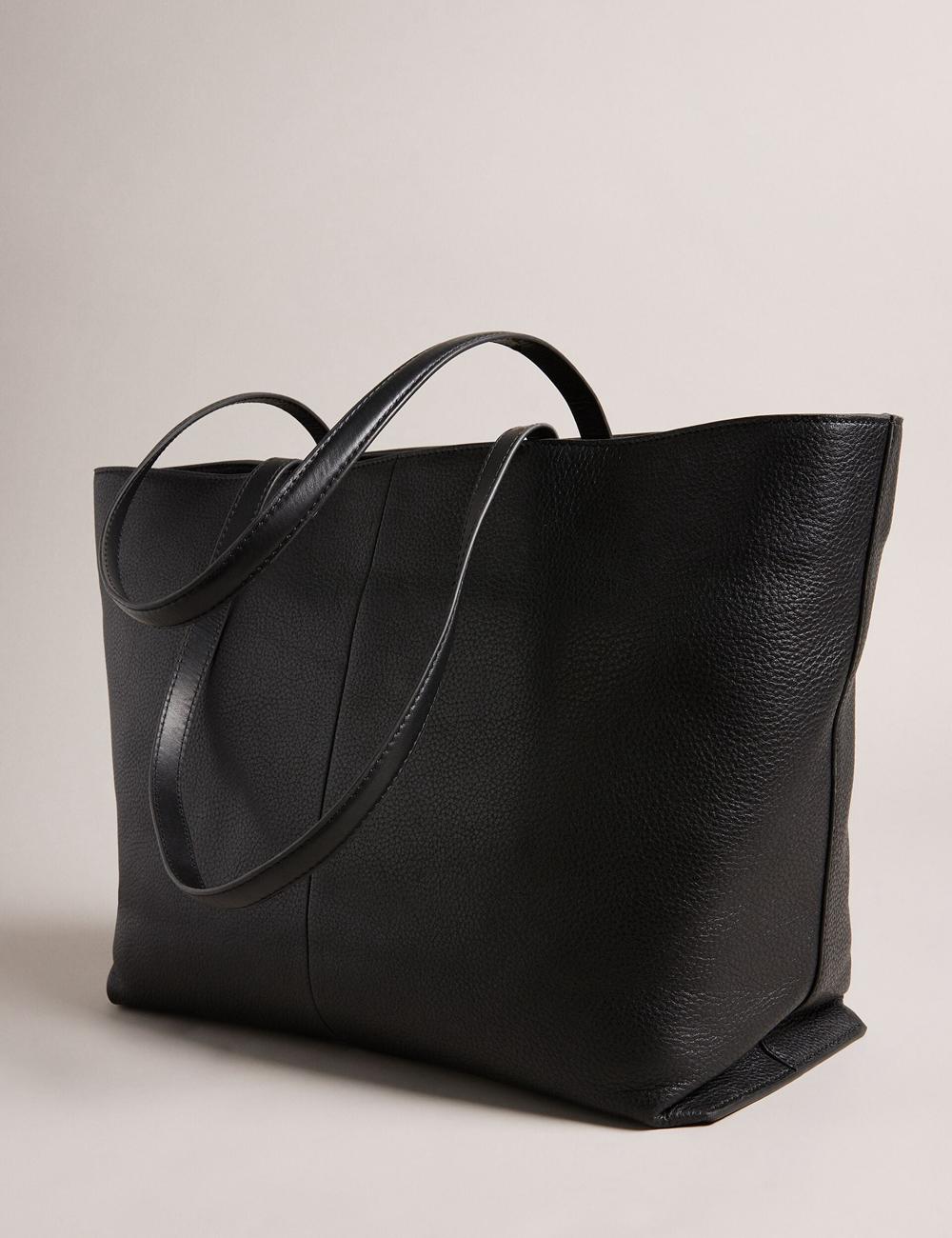 Black Women Ted Baker NISH - Wide Leather Shopper With Zip Pocket Shopper Bags | NZ  VIFB-30462