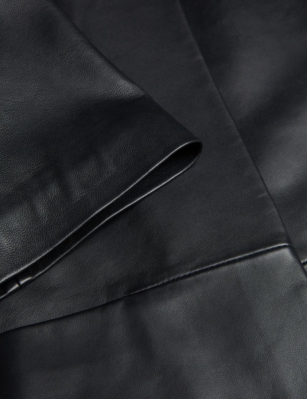 Black Women Ted Baker OBINO - Cropped Sleeve Open Leather Jackets | NZ  ZVYK-45079
